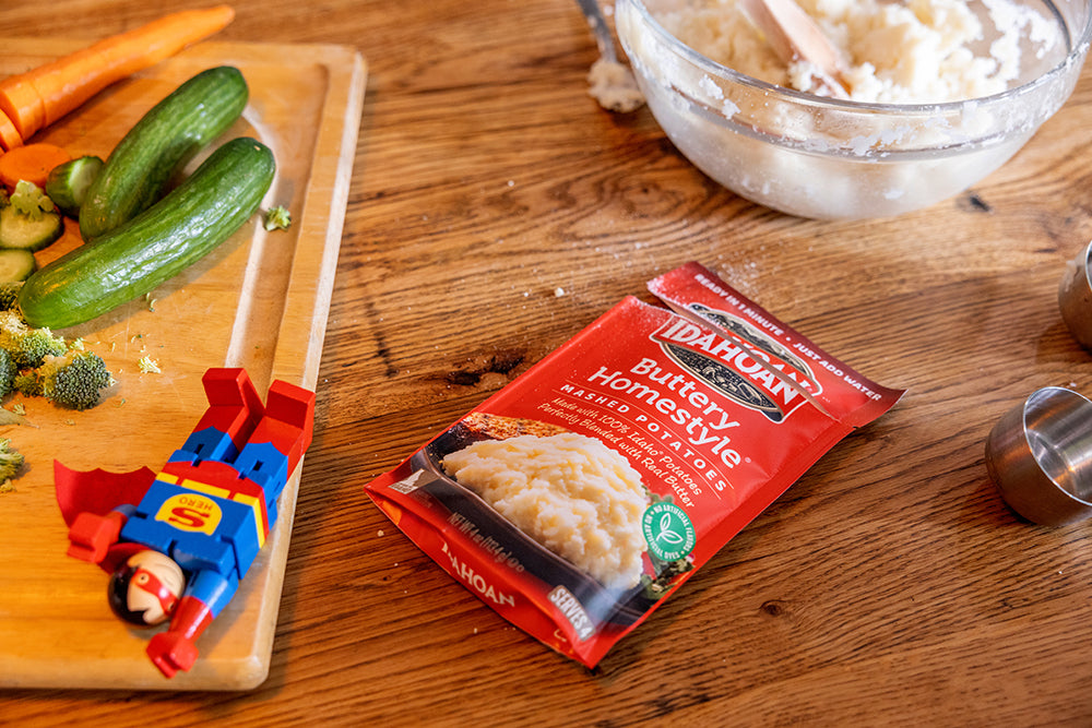 Idahoan product on kitchen counter