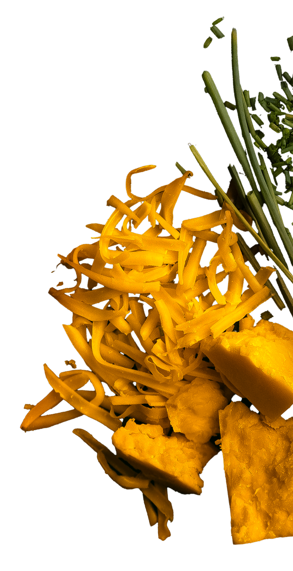 Chef-inspired ingredients including garlic, cheese, and herbs