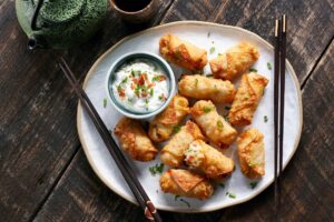 These have a crispy wonton outside with a creamy potato filling inside, and loaded with flavor.