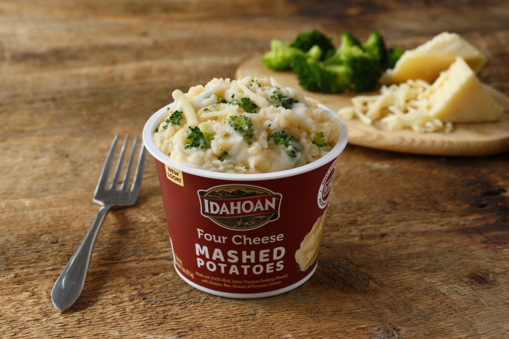 Idahoan Four Cheese Mashed Potatoes Cups with Cheddar & Broccoli