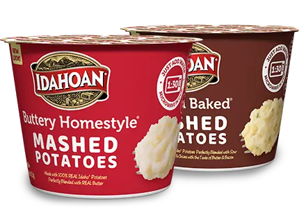 Assorted Idahoan mashed potatoes cups